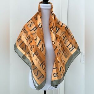 J. MICO SANCHO Scarf Large Square Paris Spell Out Eiffel Tower Sheer Souvenir